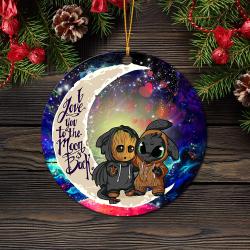 Groot And Toothless Love You To The Moon Galaxy Mica Circle Ornament Perfect Gifts For Family On Christmas