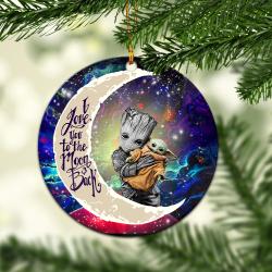 Groot Hold Baby Yoda Love You To The Moon Galaxy Mica Circle Ornament Perfect Gifts For Family On Christmas