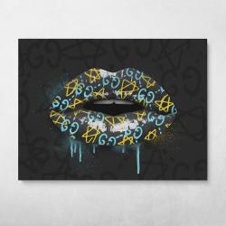 Gucci Ghost Lips (Yellow/Blue) Wall Art Canvas Meaning Gift For Birthday Christmas