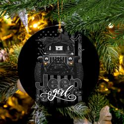 Halloween American Flag Black Jeep Girl Mica Ornament Perfect Gift For Holiday Perfect And Unique Gifts For Family On Christmas