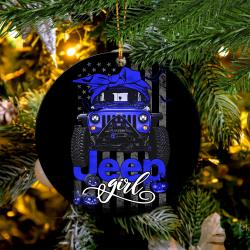 Halloween American Flag Blue Jeep Girl Mica Ornament Perfect Gift For Holiday Perfect And Unique Gifts For Family On Christmas
