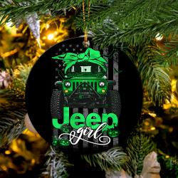 Halloween American Flag Green Jeep Girl Mica Ornament Perfect Gift For Holiday Perfect And Unique Gifts For Family On Christmas