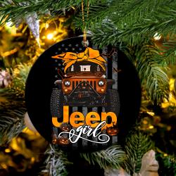 Halloween American Flag Orange Jeep Girl Mica Ornament Perfect Gift For Holiday Perfect And Unique Gifts For Family On Christmas
