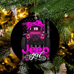 Halloween American Flag Pink Jeep Girl Mica Ornament Perfect Gift For Holiday Perfect And Unique Gifts For Family On Christmas