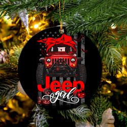 Halloween American Flag Red Jeep Girl Mica Ornament Perfect Gift For Holiday Perfect And Unique Gifts For Family On Christmas