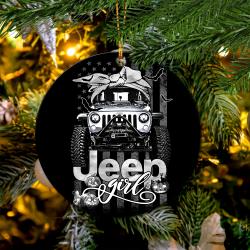 Halloween American Flag White Jeep Girl Mica Ornament Perfect Gift For Holiday Perfect And Unique Gifts For Family On Christmas