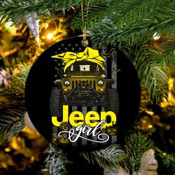 Halloween American Flag Yellow Jeep Girl Mica Ornament Perfect Gift For Holiday Perfect And Unique Gifts For Family On Christmas