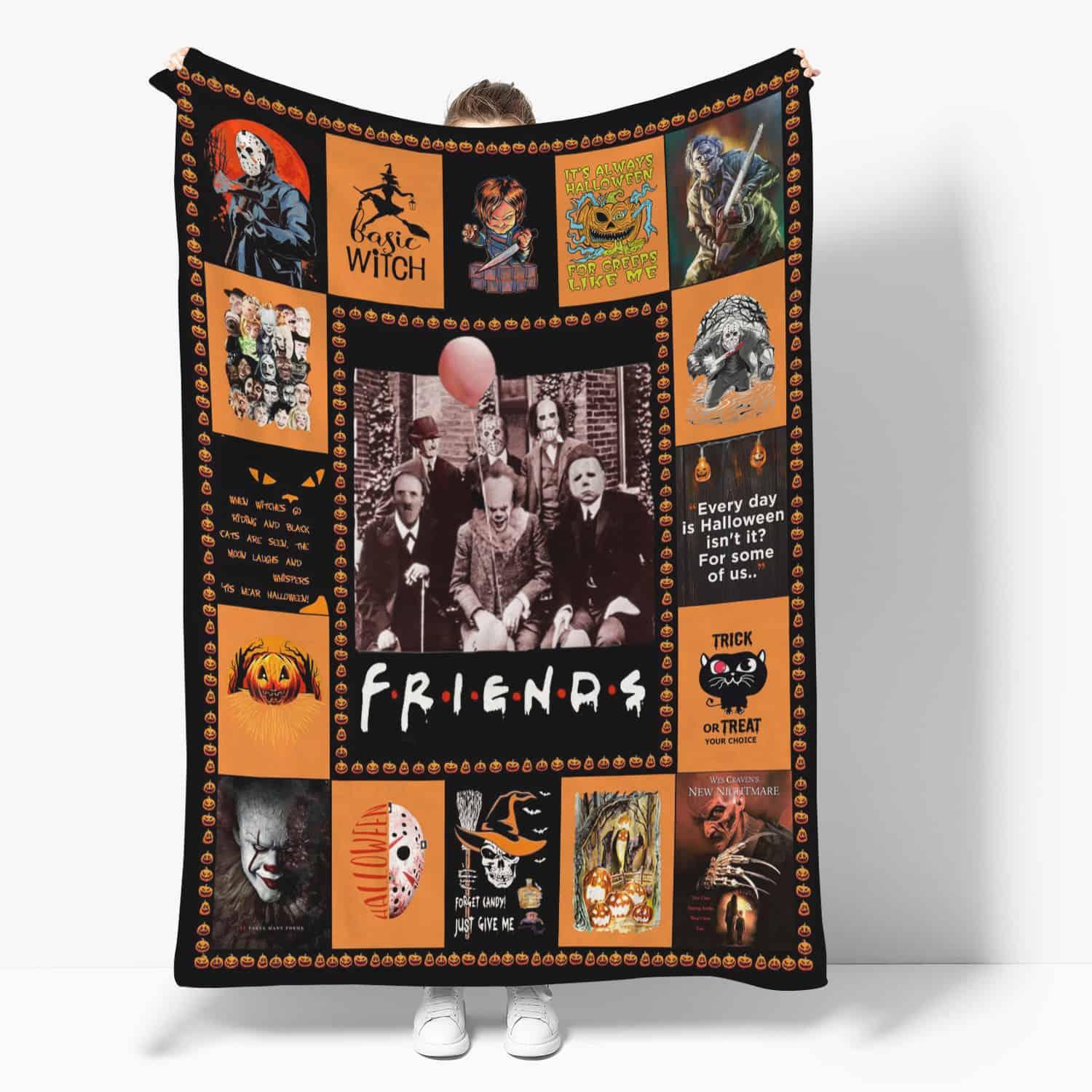 Halloween Friends Horror Movie Blanket | Fleece Blanket | Birthday Gifts | Halloween Gifts
