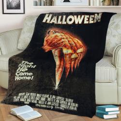 Halloween Vintage Poster Fleece Throw Blanket Meaningful Gift For Halloween Christmas