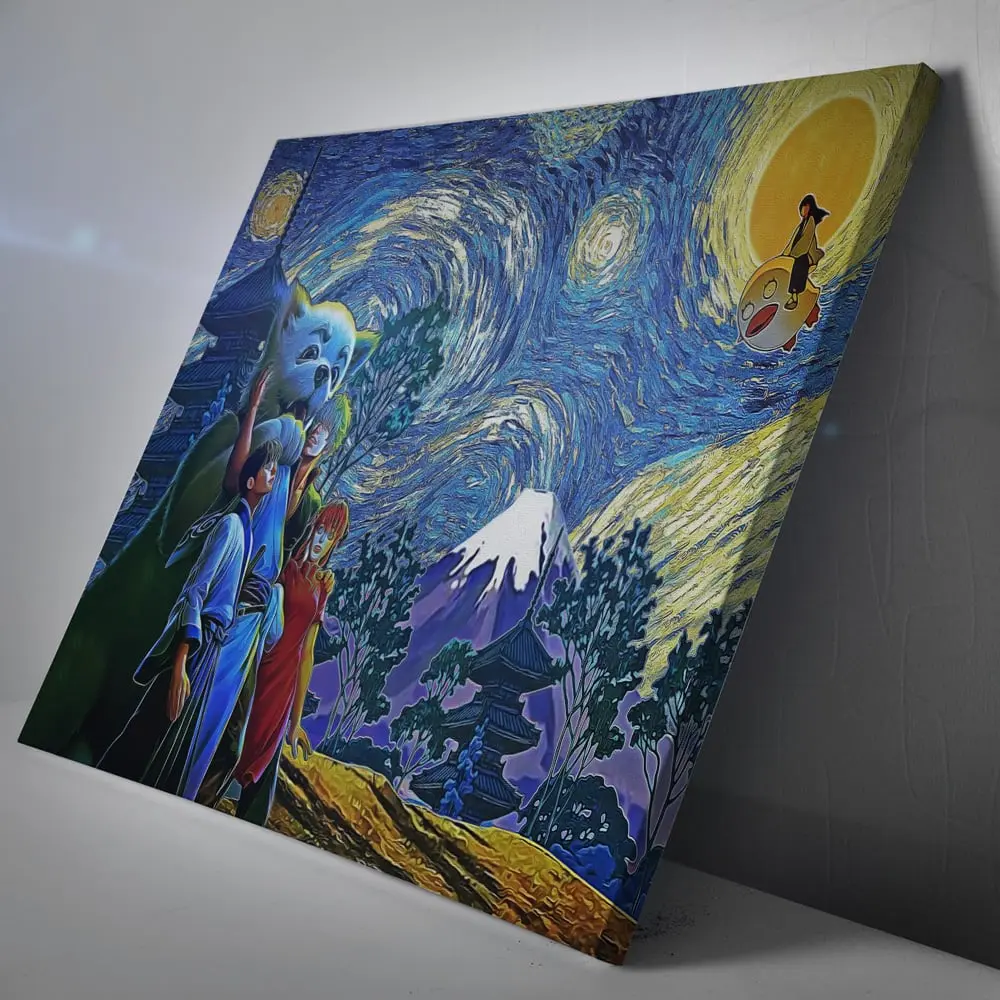 Happy Bonding Gintama Starry Night Canvas Print Wall Art Canvas Christmas Gift For Son Daughter