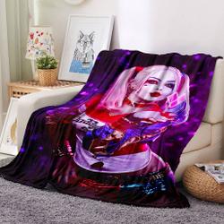 Harley Quinn Blanket Meaningful Gift For Halloween Christmas Flannel Throw Room Decoration