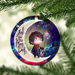 Harry Potter Chibi Love You To The Moon Galaxy Mica Circle Ornament Perfect Gift For Holiday Perfect Gifts For Family On Christmas