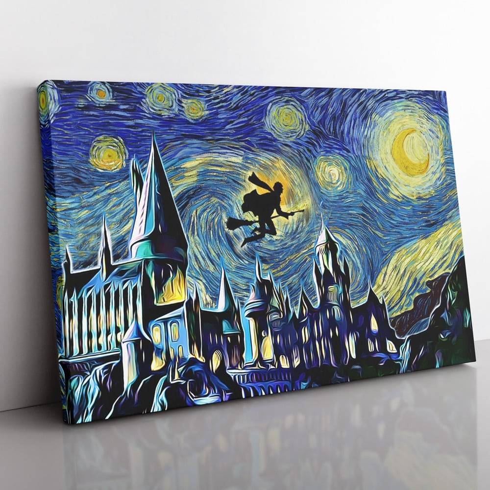 Harry Potter Starry Night Hogwarts Canvas Print Wall Art Canvas Christmas Gift For Son Daughter