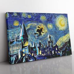 Harry Potter Starry Night Hogwarts Canvas Print Wall Art Canvas Christmas Gift For Son Daughter