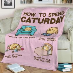 How To Spend Caturday Fleece Throw Blanket Meaningful Gift For Halloween Christmas