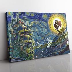 Howl’s Moving Castle Starry Night Studio Ghibli Canvas Print Wall Art Canvas Christmas Gift For Son Daughter