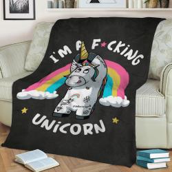 I Am A Fucking Unicorn Fleece Throw Blanket Meaningful Gift For Halloween Christmas