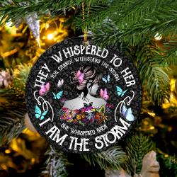 I Am The Storm They Whispered To Her Car Spare Tire Cover Gift For Campers Mica Ornament Perfect Gifts For Family On Christmas