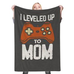 I Leveled Up To Mom Fleece Throw Blanket Meaningful Gift For Halloween Christmas