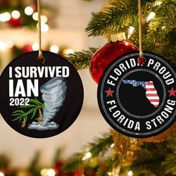I Survived Hurricane Ian Football Florida Strong Dolphins Ornament Perfect And Unique Gifts For Family On Christmas