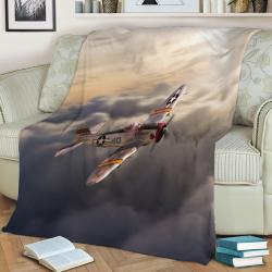 Iconic P40 Thunderbolt Dubbed Hun Hunter At Speed Hig Fleece Throw Blanket Meaningful Gift For Halloween Christmas