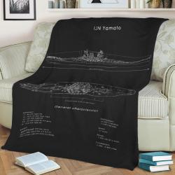Ijn Yamato Blueprint Fleece Throw Blanket Meaningful Gift For Halloween Christmas