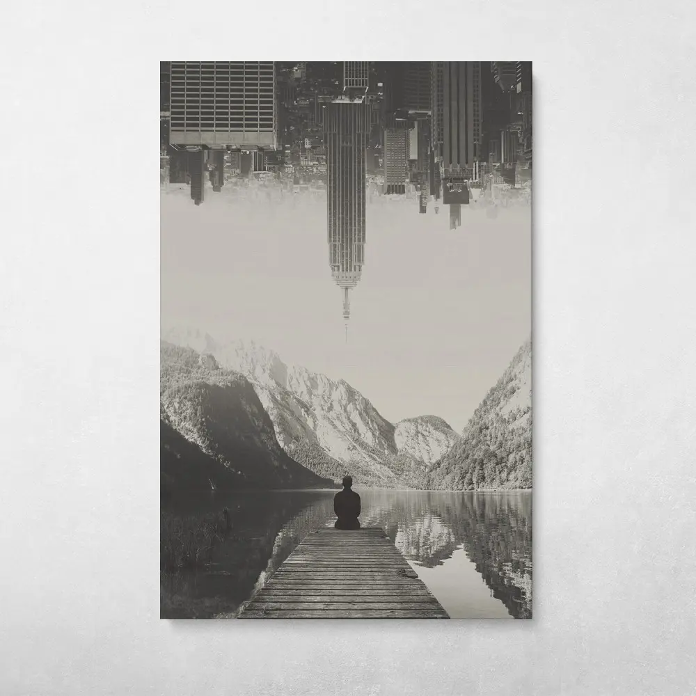Mountain City Wall Art Canvas Meaning Gift For Birthday Christmas