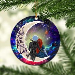 Jack And Sally Nightmare Before Christmas Love You To The Moon Galaxy Mica Circle Ornament Perfect Gifts For Family On Christmas