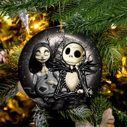 Jack And Sally Nightmare Before Christmas Moonlight Mica Circle Ornament Perfect Gifts For Family On Christmas