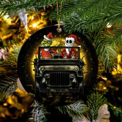Jack Nightmare Before Christmas And Grinch Ride Jeep Moonlight Mica Circle Ornament Perfect Gifts For Family On Christmas