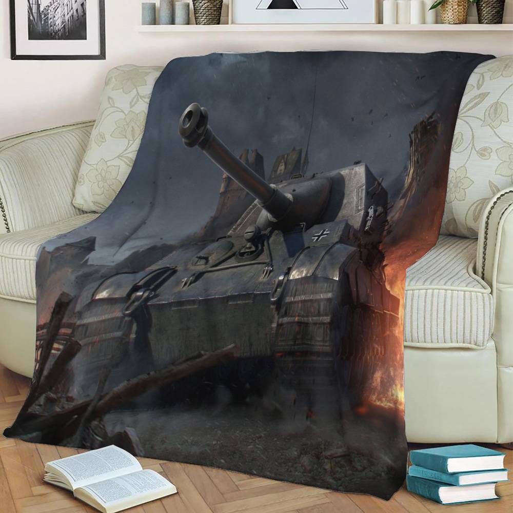 Jagdtiger In Flames Fleece Throw Blanket Meaningful Gift For Halloween Christmas