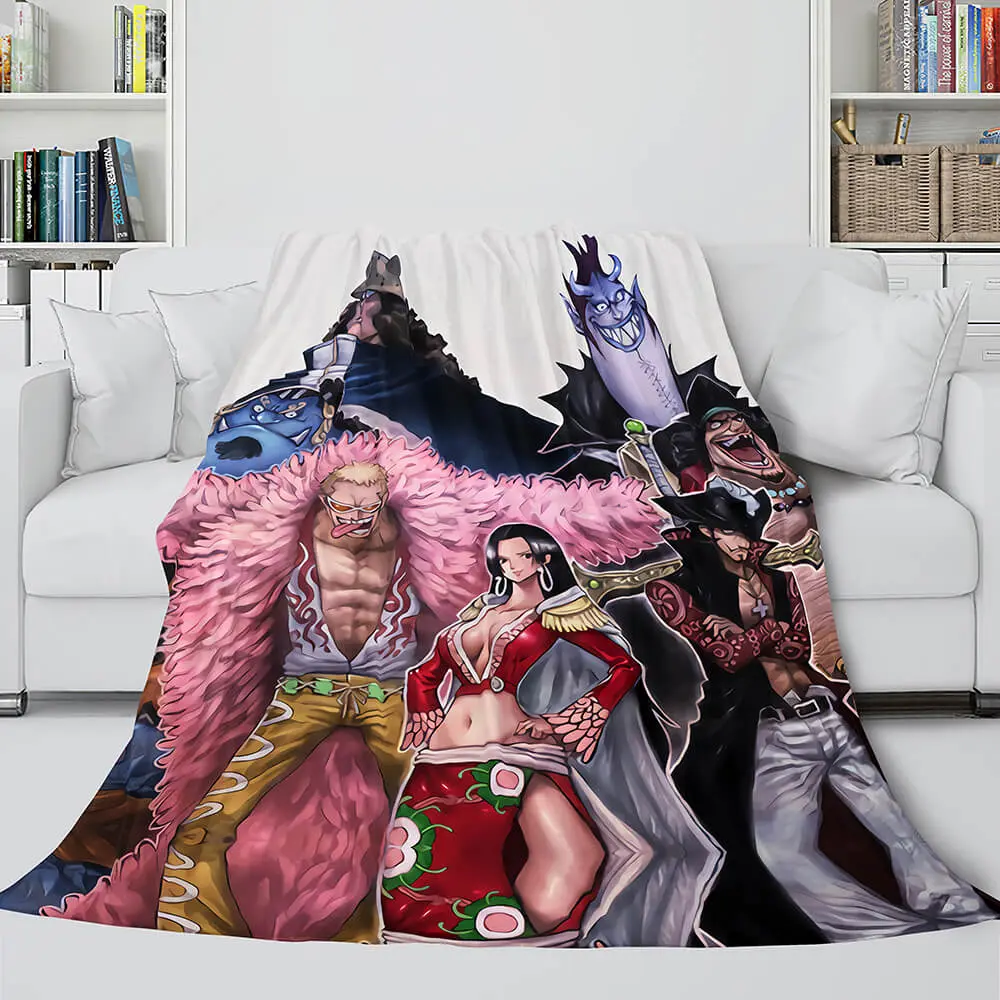 Japanese Cartoon One Piece Throw Flannel Blanket Meaningful Gift For Halloween Christmas Soft Cozy Bedding Use