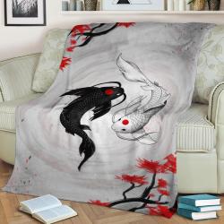 Japanese Koi Fish Vision Fleece Throw Blanket Meaningful Gift For Halloween Christmas