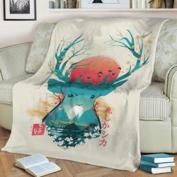 Japanese Ukiyo E Fleece Throw Blanket Meaningful Gift For Halloween Christmas