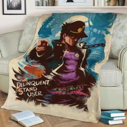 Jotaro Fleece Throw Blanket Meaningful Gift For Halloween Christmas
