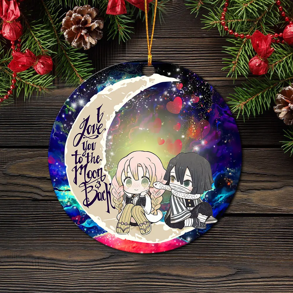 Kanroji And Kaburamaru Demon Slayer Love You To The Moon Galaxy Mica Circle Ornament Perfect Gifts For Family On Christmas