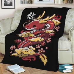 Kawaii Red Dragon Fleece Throw Blanket Meaningful Gift For Halloween Christmas