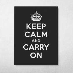Keep Calm And Carry On - Black Wall Art Canvas Meaning Gift For Birthday Christmas