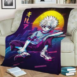 Killua Fleece Throw Blanket Meaningful Gift For Halloween Christmas