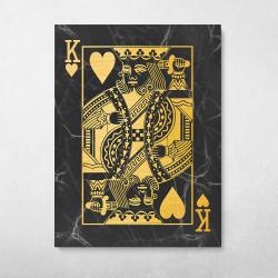 King of Hearts (Black/Gold) Wall Art Canvas Meaning Gift For Birthday Christmas