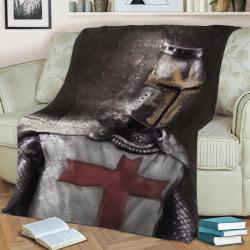 Knight Templar Fleece Throw Blanket Meaningful Gift For Halloween Christmas
