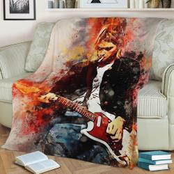 Kurt Cobain Abstract Fleece Throw Blanket Meaningful Gift For Halloween Christmas