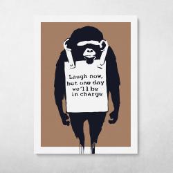 Laugh Now (Brown) Wall Art Canvas Meaning Gift For Birthday Christmas