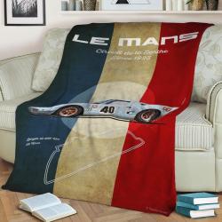 Le Mans Gt40 Blue Fleece Throw Blanket Meaningful Gift For Halloween Christmas