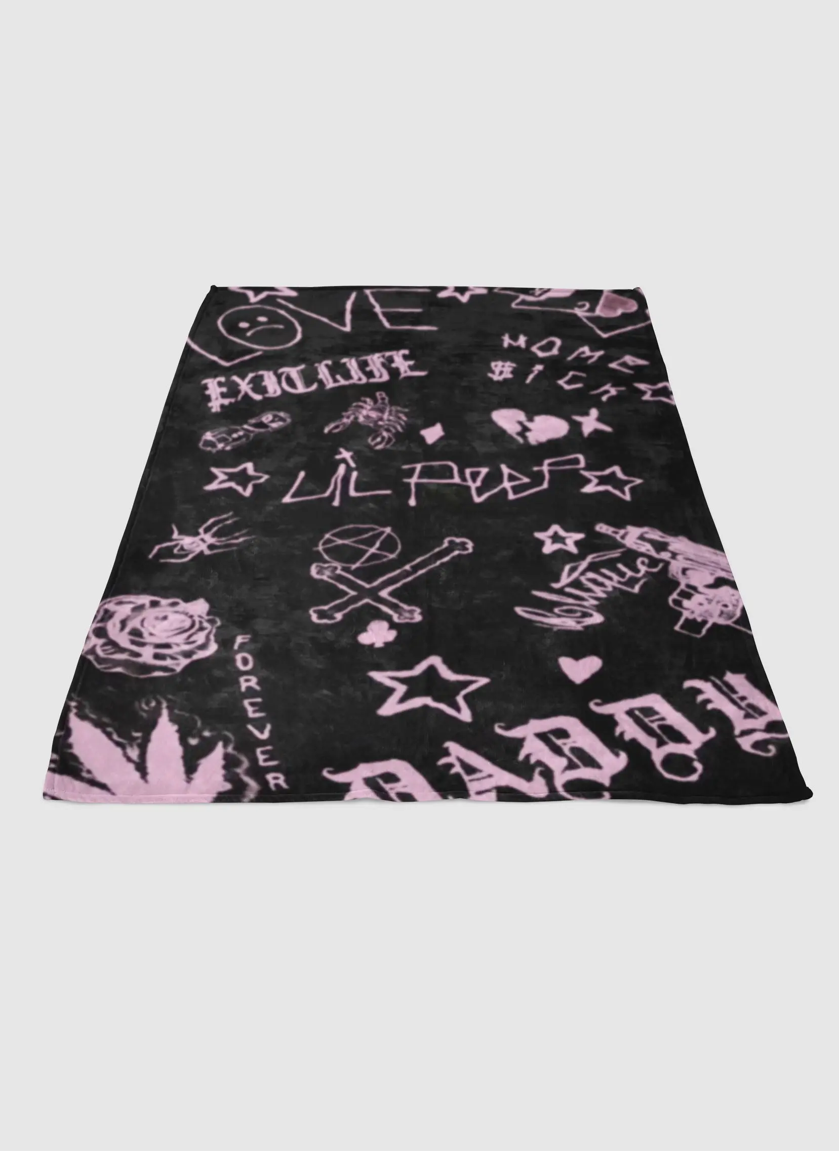 Lil Peep Tattoo Concept Soft Fleece Blanket Meaningful Gift For Halloween Christmas