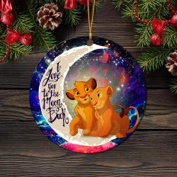 Lion King Simba Nala Love You To The Moon Galaxy Mica Circle Ornament Perfect Gifts For Family On Christmas