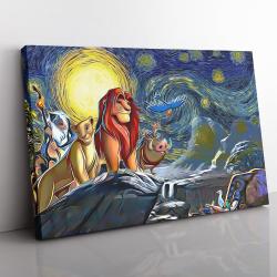 Lion King Starry Night Canvas Print Wall Art Canvas Christmas Gift For Son Daughter
