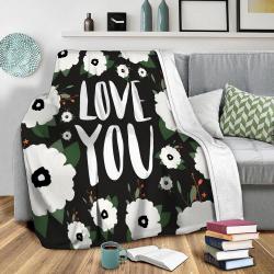 Love You Floral Fleece Throw Blanket Meaningful Gift For Halloween Christmas
