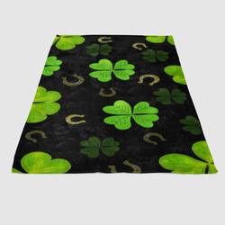 Lucky Clover Horseshoe Pattern Soft Fleece Blanket Meaningful Gift For Halloween Christmas