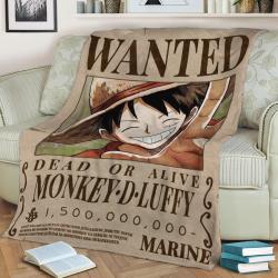 Luffy Bounty Wanted Poster Fleece Throw Blanket Meaningful Gift For Halloween Christmas